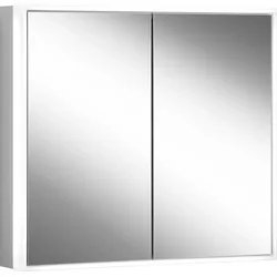 Schneider GLOW classic HCL Spiegelschrank, 2 Türen 30/30cm, 625x158x731mm, rundum Beleuchtung, stufenlos dimmbar, Steckdose rechts, 182.064.01.50, Ausführung: CH-Norm/Korpus silber eloxiert