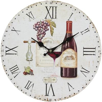 Wanduhr AMBIENTE HAUS "Wanduhr -Wein 28cm", bunt, B:28cm H:28cm T:3,5cm, Wanduhren, Wanduhr