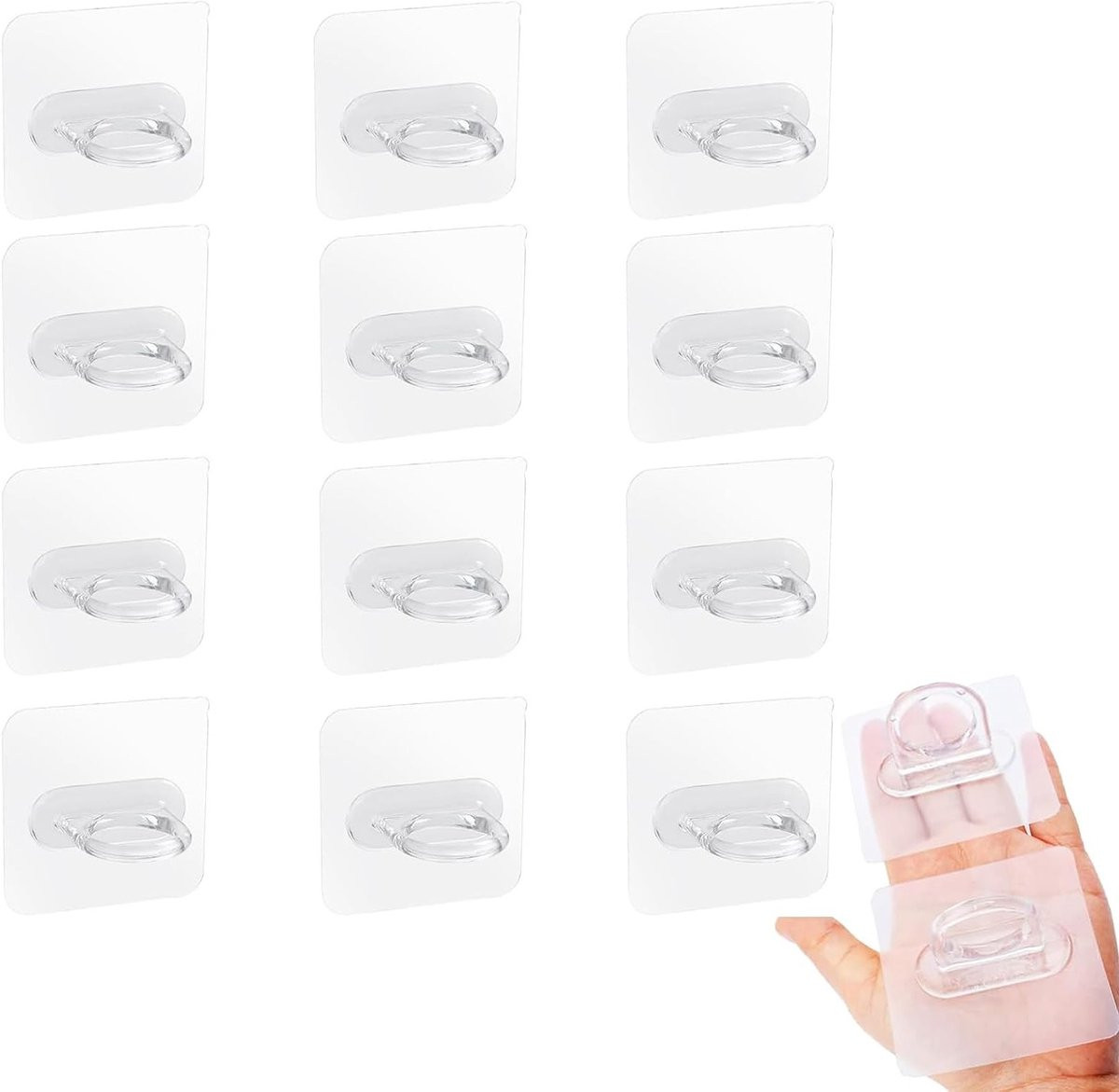 Set van 12 multifunctionele ronde zelfklevende wandhaken voor de keuken en badkamer