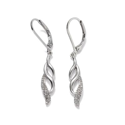 Paar Ohrhänger "Schmuck Geschenk Kupfer Ohrschmuck Ohrringe wellenförmig", silber (silberfarben, kristallweiß, kristallweiß), ANISTON JEWELRY & WATCHES, Ohrringe, Damen, Kupfer, Made in Germany - mit Glasstein