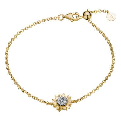 Armband LYOMI "585/- GG/WG Sonnenblume 7 synth. Diam. 0,10ct.", gold (gelb), Armbänder, Damen, 15,5cm, Gold, glänzend, matt, Armband