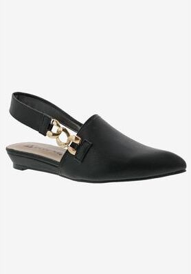 Wide Width Women's Fret Flat by Bellini in Black Smooth (Size 7 W)