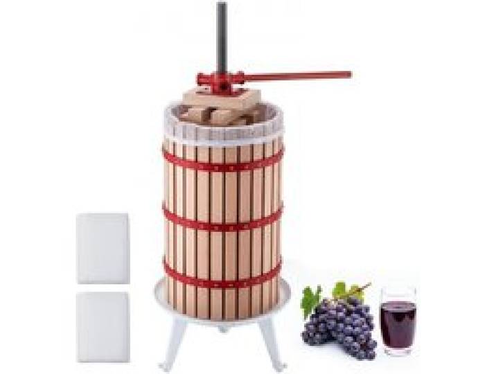 VEVOR Pressoir à Fruits Manuel 30 L, Presse à Vin Traditionnelle avec Panier en Bois de Hêtre Massif, pour Fabrication de Cidre Jus sans Électricité Raisin Pomme Ferme, Presse Fruits avec Sac Filtrant