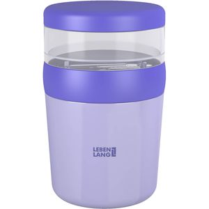 LEBENLANG Thermobehälter LBL608V, Edelstahl, hält stundenlang warm, lila, auslaufsicher, 500 + 150 ml