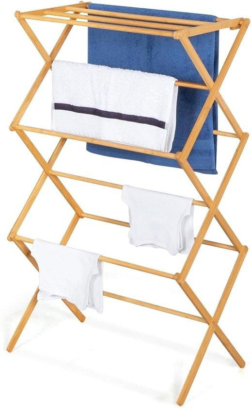 IDMarket Bamboe Droogrek met Accordeon Design in Natuurlijk voor het Drogen van Kleding