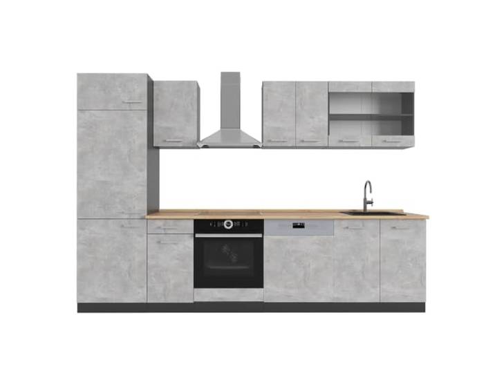 Vicco Küchenzeile R-Line, Beton/Anthrazit, 300 cm