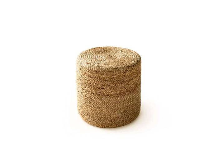 Pouf en jute fait main marron clair 40x40x40