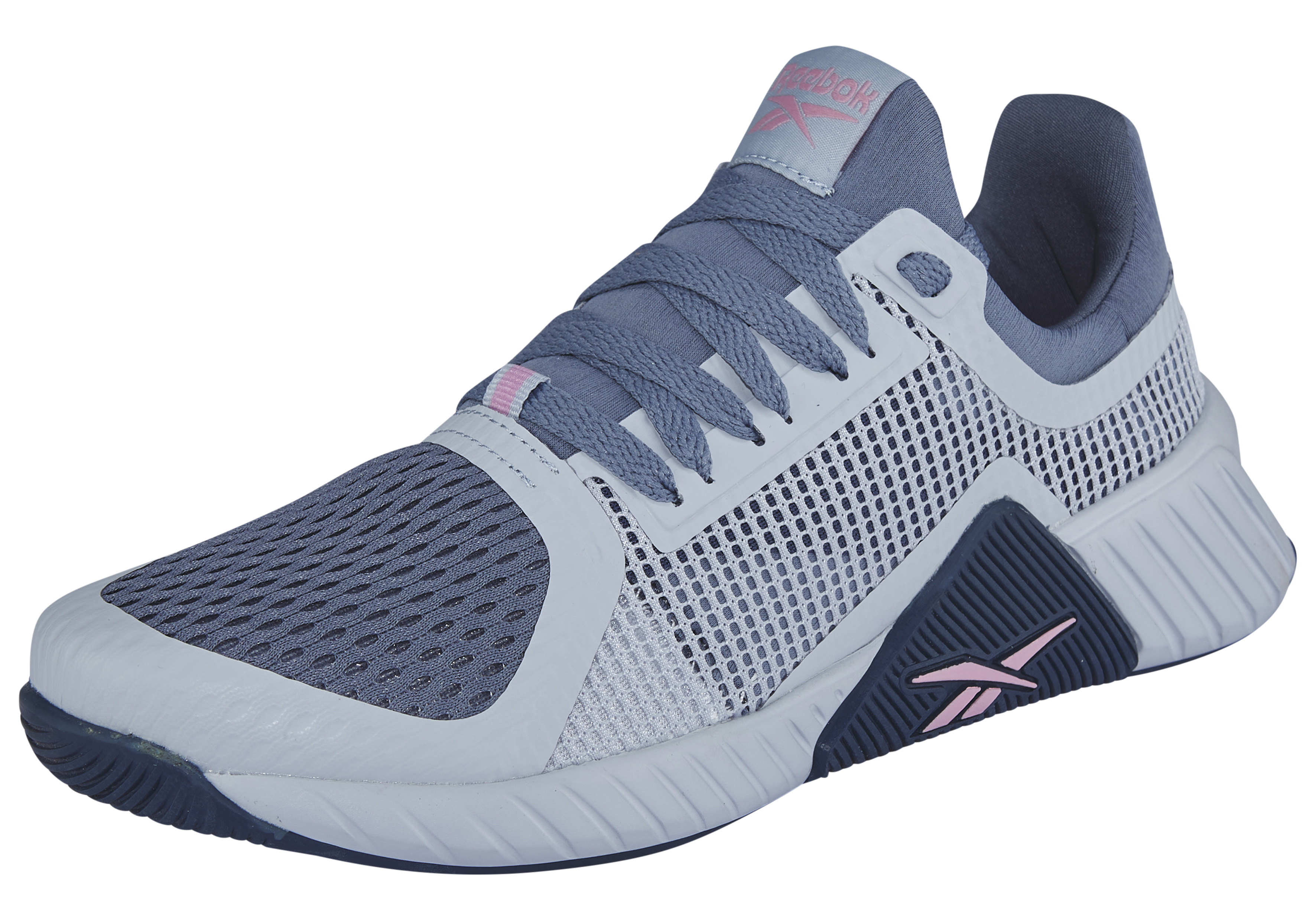 Trainingsschuh REEBOK "FLIP CHARGE", Damen, Gr. 39, blau (tranquil blau, hazy blau, expressive pink), Synthetik, Textil, Schuhe Trainingsschuh, ideal für Gym und Fitnessstudio