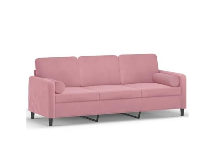 Makastle 3 Sitzer Sofa Couch mit Zierkissen Rosa 180 cm Samt
