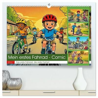 Mein erstes Fahrrad - Comic (hochwertiger Premium Wandkalender 2027 DIN A2 quer), Kunstdruck in Hochglanz