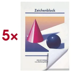OTTO Office Zeichenblöcke Kugel und Kegel A3 100 g/m2 5 Stück weiß