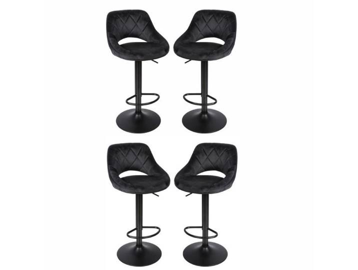 Tabourets de bar Shenglimeii - Set de 4 en finition twill check - Noir - Contemporain - Design