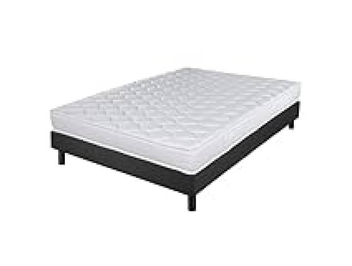 EBAC Literie Matelas et sommier 160x200 Mousse - Newkit - Soutien Medium - Sommier démonté - Gris