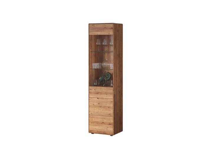 Massivart® Vitrine LUCAS montiert / Vitrinenschrank Glastür / Massivholz Wildeiche geölt 4 Einlegeböden / Soft-Close-Funktion