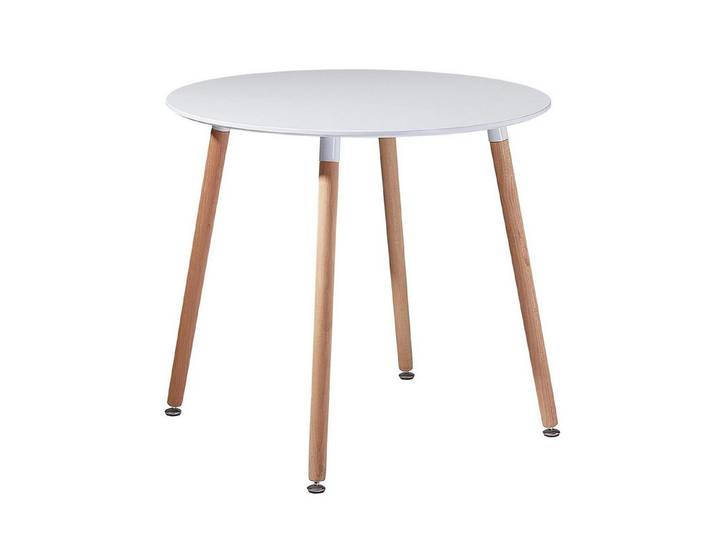 LuxusKollektion Esstisch Esstisch MDF Rund 4 Buchenbeine Holz 4 Beine Weiß Holz 4 Beine (1-St)