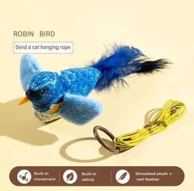 Uplift Picks Realistic Bird Sound Cat Toy With Plush Catnip Design For Indoor Play blue