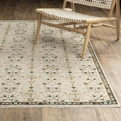 Style Haven Whittier Vintage Botanical Green/ Multi Fringed Dense Pile Rug