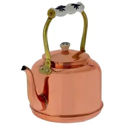 Wasserkessel, Teekessel - aus Kupfer, mit Porzellanhenkel, 1,5L