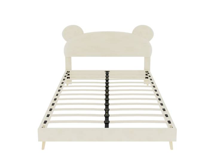 Lit tapissier enfant en coton beige 140x200cm