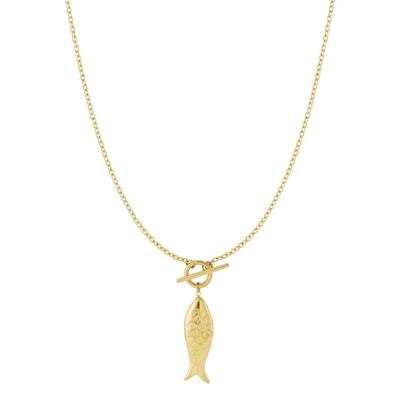 Lange Kette ADELIA´S "LIVAYA LIVAYA Halskette mit Fischanhänger, 70 cm", gold (goldfarben), Halsketten, Damen, yehwang_70, Edelstahl, stylisch mit goldfarbenem Fischanhänger
