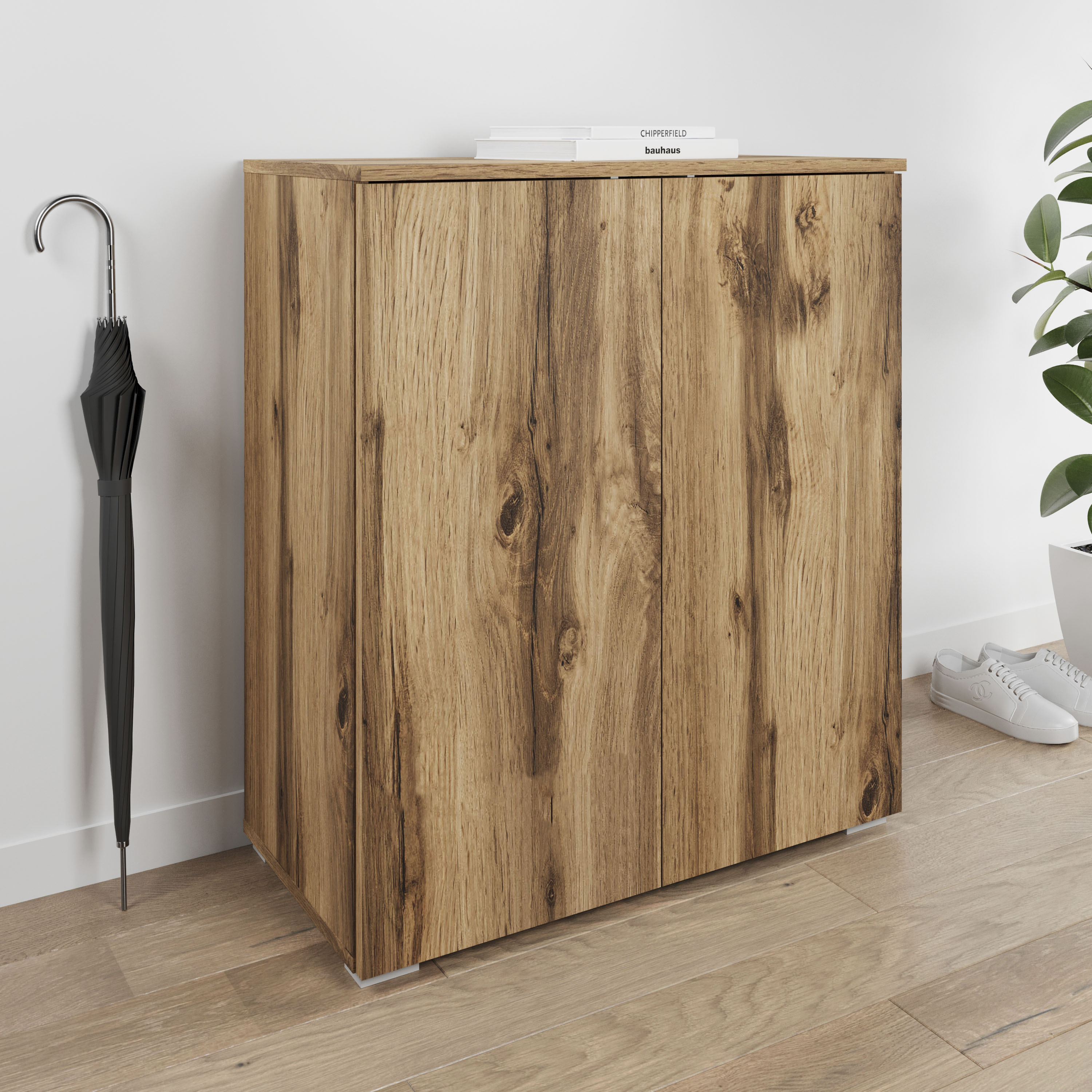 Schuhkommode GOODPRODUCT "Paris", braun (votan eichefarben), B:70cm H:80cm T:35cm, Sideboards, Schuhkommode, zwei Türen mit verstellbaren Einlegeböden, Breite 70cm votan eichefarben B/H/T: 70cm x 80cm x 35cm, 2 Stk.