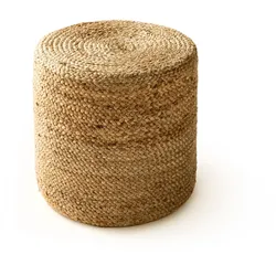 benuta Pure Handgefertigter Jute Pouf Jutta Hellbraun 40x40x40 cm - Naturfaserteppich aus Jute