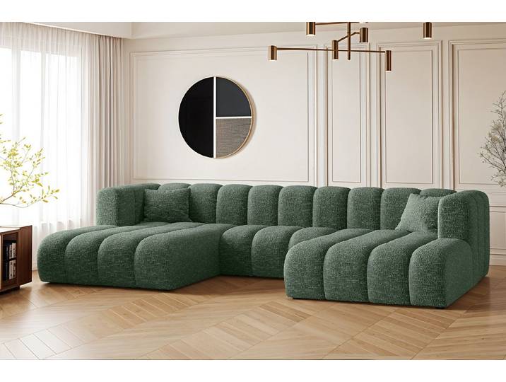 Kaiser Möbel Ecksofa U-from, Sofa Grand modular stoff Salvador und Haga, Zwei Arten von Stoffen, große Auswahl an Farben, praktisch, bequem