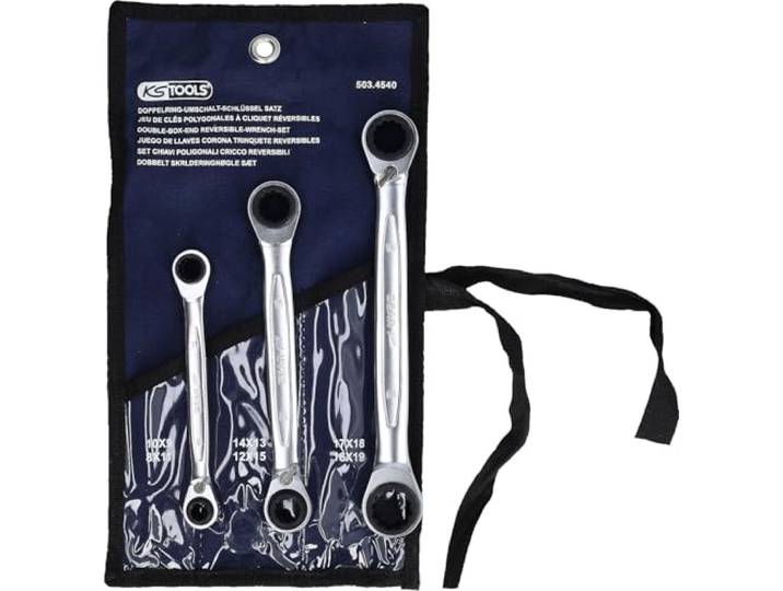 KS Tools 503.4540 Jeu de clés polygonales à cliquet 4 en 1 GEARplus Jeu de clés polygonales à cliquet 4 en 1 GEARplus®\, Chrome Vanadium