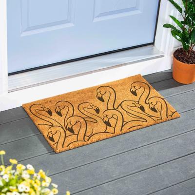 Evergreen "Flamingo Coir Door Mat, 28"" x 16"" - 28"" x 16"""