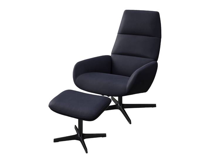 home24 Relaxfauteuil Turami blauw/donkerblauw velours 71 x 110 x 80cm