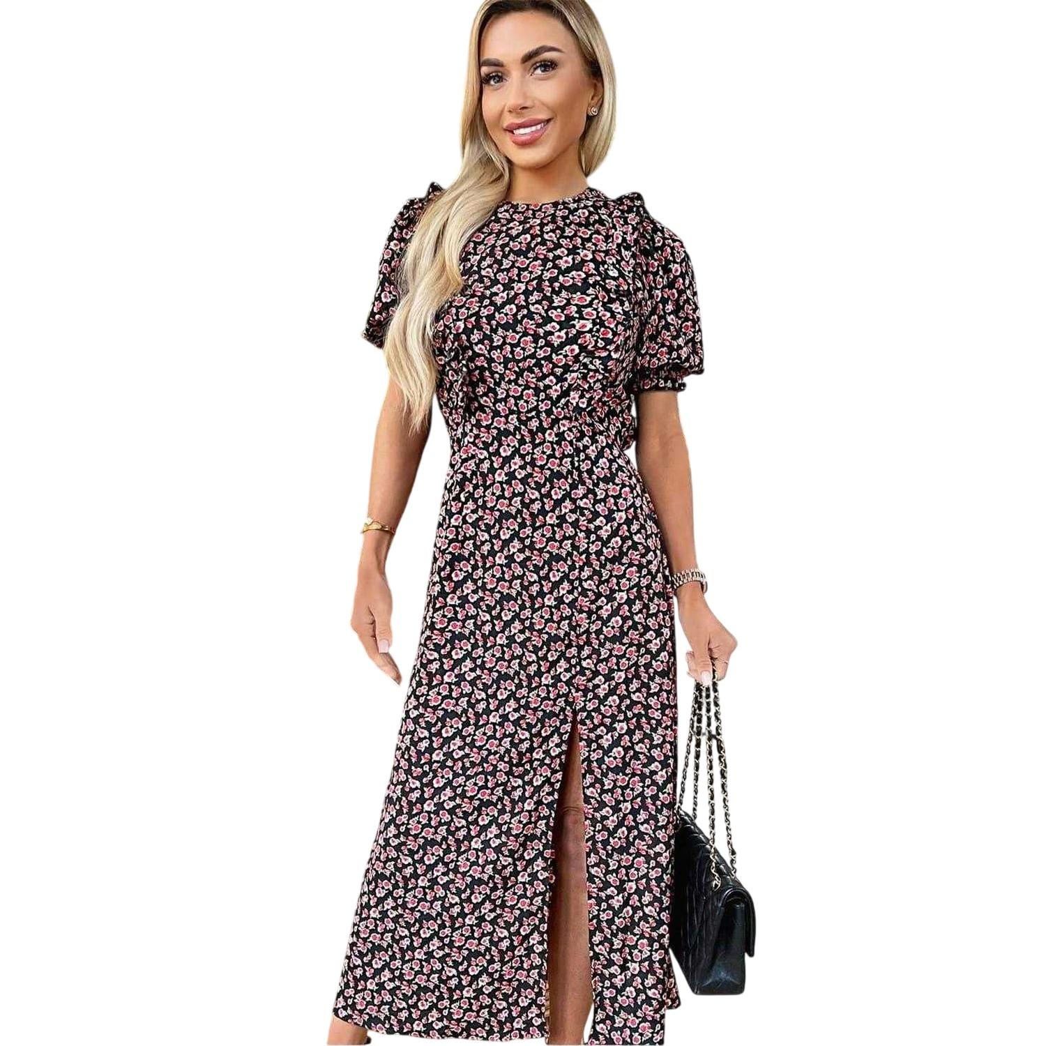AX Paris Midi-jurk met rozenprint voor dames (Veelkleurig)
