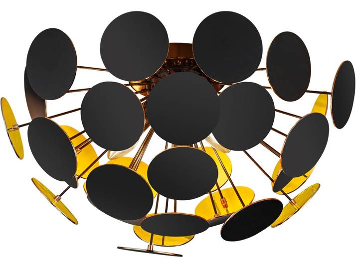 TRIO LEUCHTEN Deckenleuchte Discalgo , schwarz (schwarz gold), Ø 54cm H: 30cm, Leuchten, Deckenlampe, Deckenleuchte