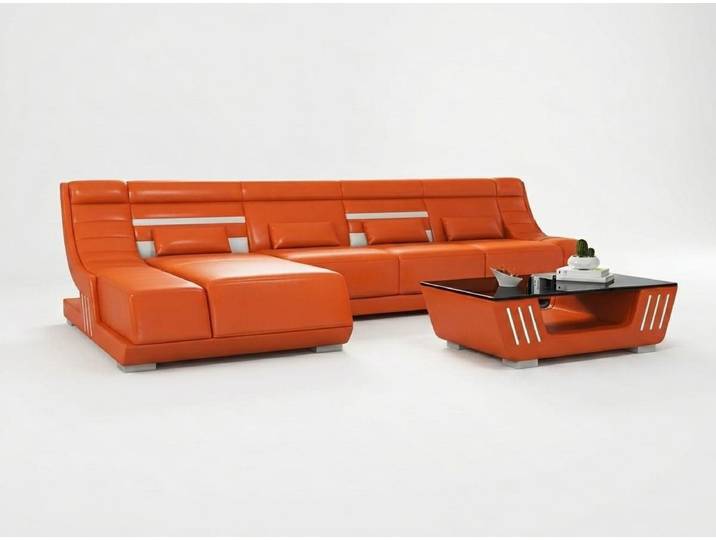 Xlmoebel Ecksofa Modern Ecksofa L-Form Orange LED Elegant Exklusiv Design Premium, 2 Teile, Ecksofa mit Couchtisch