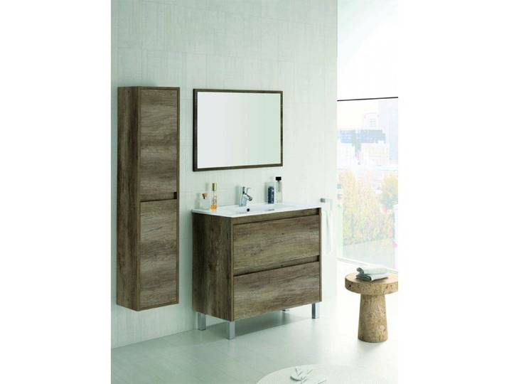 Meuble sous lavabo Djuwar - Dmora - Melaminè - Chêne 80x80h45 cm