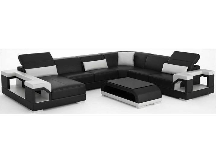 Xlmoebel Ecksofa Designer U Form Sofa Schwarz Wohnzimmer Set Couchtisch Garnitur, 2 Teile, Special features