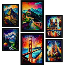 POSTER Set Mit 6 Weg Im Ölgemälde Stil A3 & A4 Schwarzer Rahmen