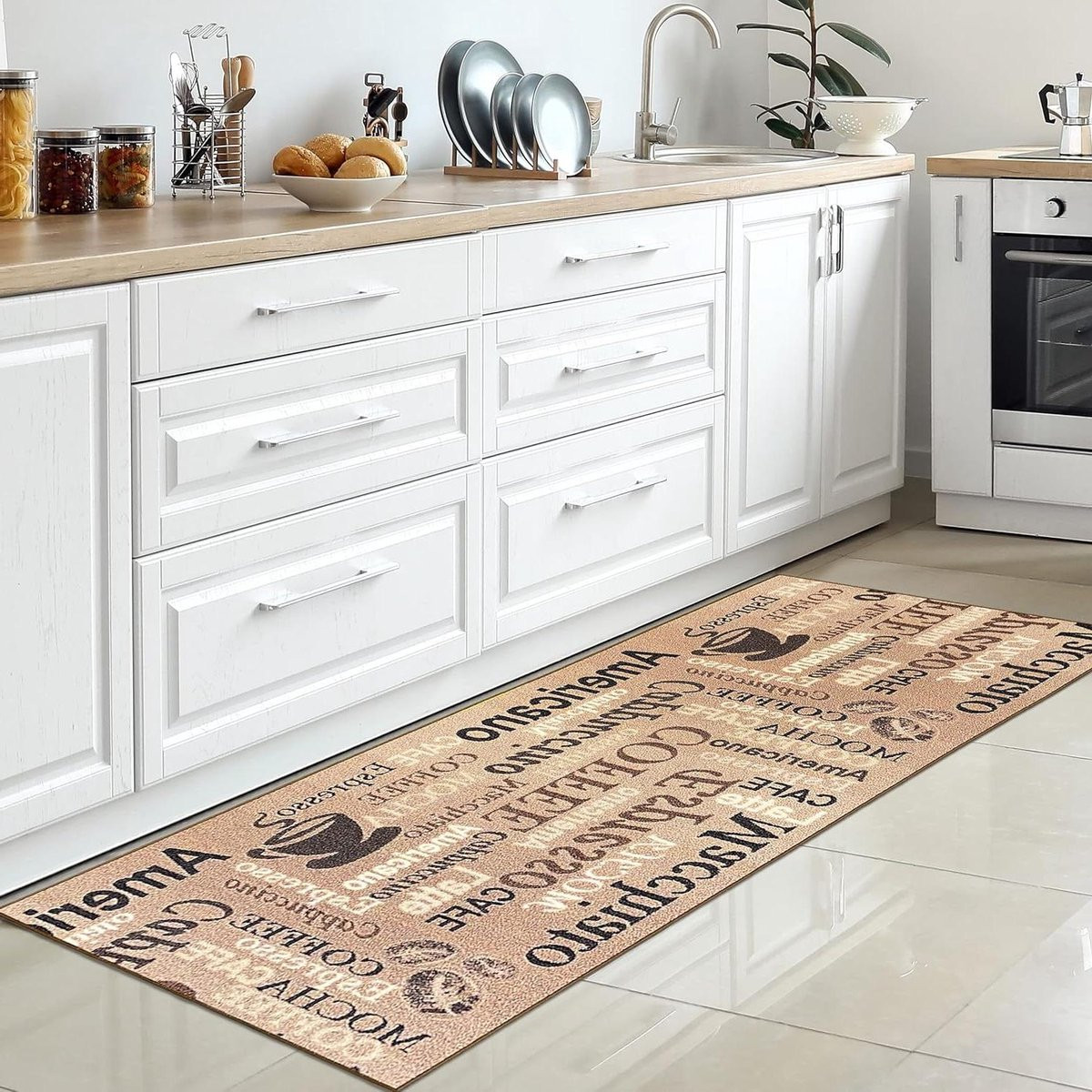 Keukentapijt Loper Beige Bruin met Antislip Onderkant - 80 x 250 cm