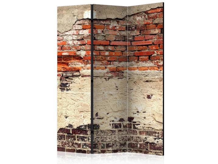 artgeist Paravent, Mehrfarbig, Rot, Beige, Holz, Kiefer, massiv, Mauer, 135x172x3 cm, Motiv auf Vorder- und Rückseite, Wohnzimmer, Raumteiler, Paravents
