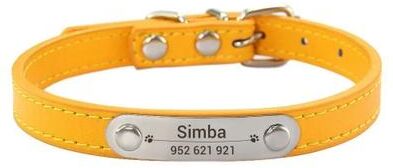 Uplift Essentials Executive Personalized ID Leather Pet Collar gold s