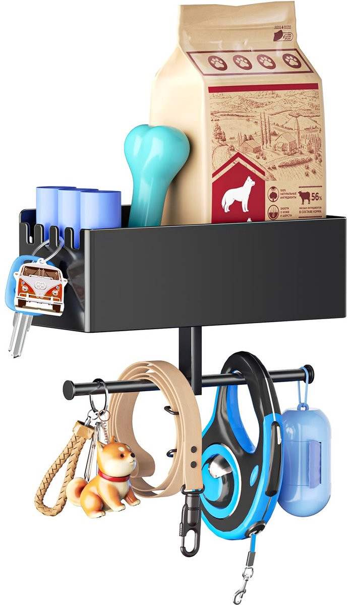 Omgoods Hondengarderobe met plank en hondenriemhouder voor hondenaccessoires en speelgoed