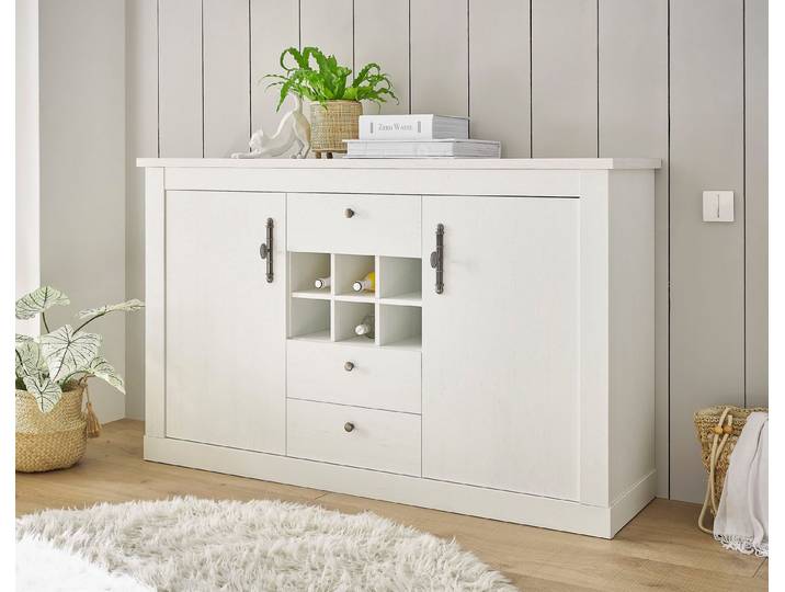 Home affaire Sideboard RAVENNA, im romantischen Landhausstil, Griffe aus Metall, Breite 166 cm