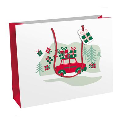 Clairefontaine 6x Geschenktasche Shopping, Hohoho, 37,3x11,8x27,5cm - Weiß X-30876-6C
