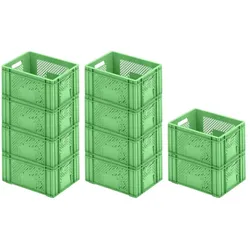 PROREGAL 10x Eurobehälter Obst- und Gemüsekasten | HxBxT 19x30x40cm | 18 Liter | Grün | Obst-Gemüsekiste, Obstkorb, Transportbox