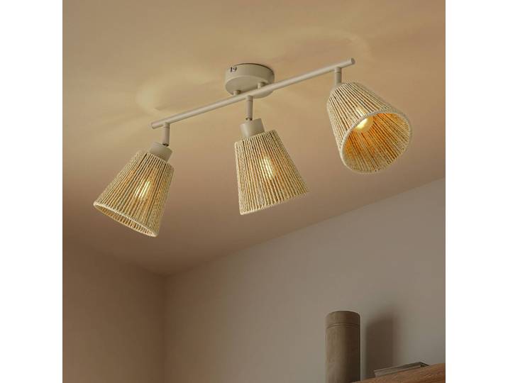 Deckenlampe Anuva Lindby, dimmbar, creme / amber, für Wohn- / Esszimmer, Papier / Lunolit / Lunopal, Skandinavisch, Deckenlampe