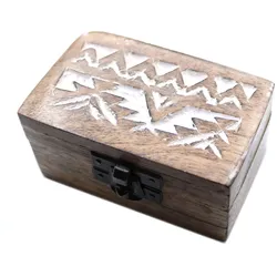 White Washed Wooden Box - Pill Box Slavic Design