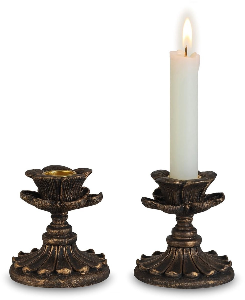 Omgoods Vintage Kaarsenhouders Lotus Bloem Design - 2 Stuks