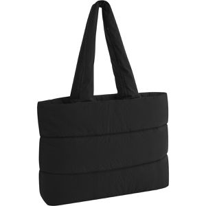 BagBase Einkaufstasche Quilted Tote BG701, schwarz, Nylon, faltbar, mit Henkeln & Magnetverschluss, 47,5 x 36 cm