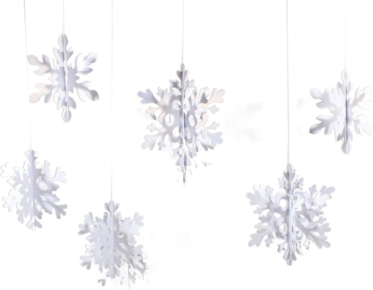 Set van 6 3D Stereo Sneeuwvlokken Hangers voor Kerstdecoratie