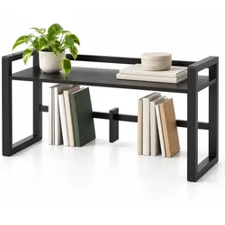 Relaxdays Tischregal mit verstellbarer Buchstütze Schwarz