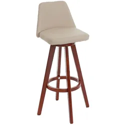 Proregal Barhocker drehbar mit Lehne | Sitzhöhe 72cm | Holz Kunstleder drehbar | Creme | Barstuhl Tresenhocker